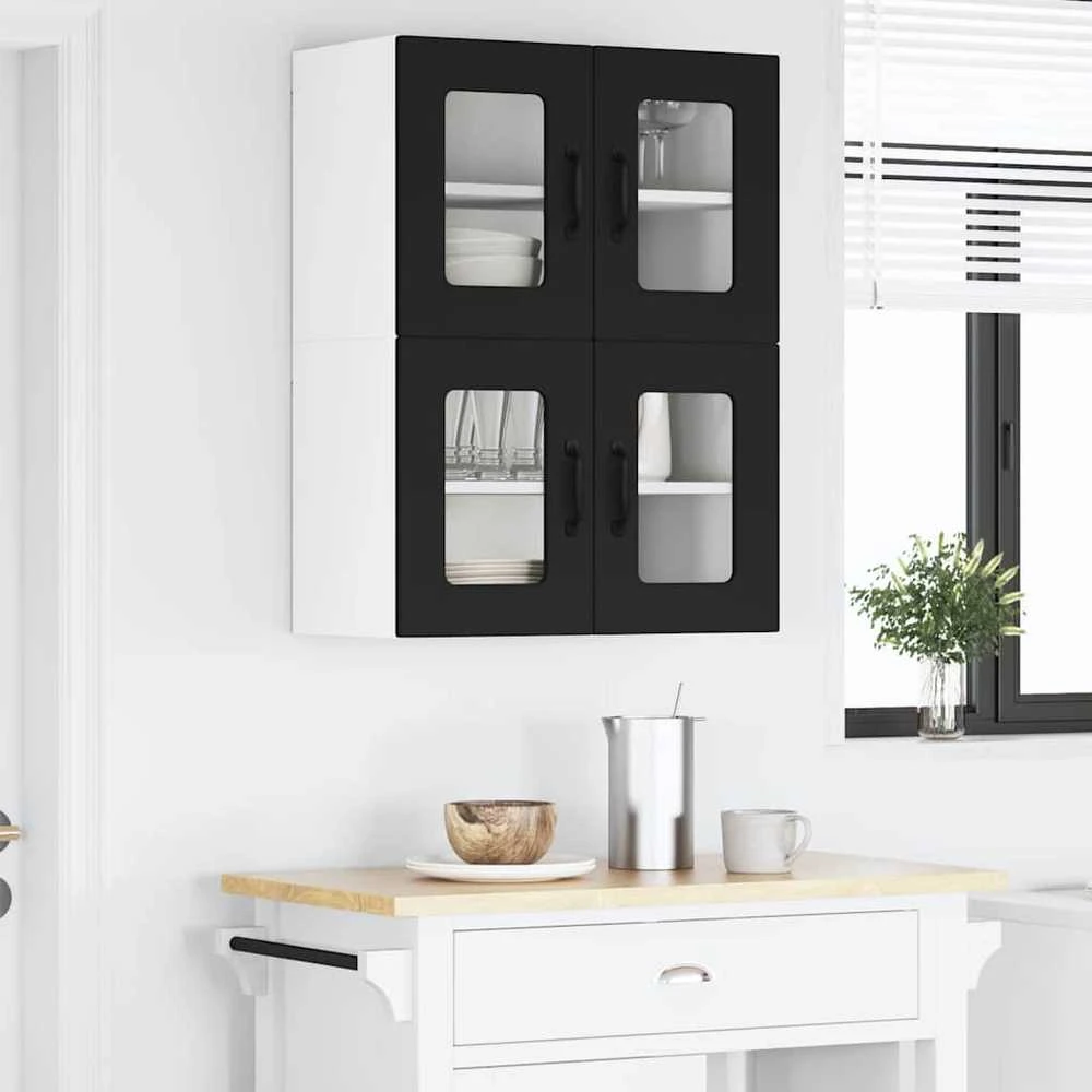 Sieninis stiklinis kabinetas PORTO Juoda 60 x 31 x 40 cm