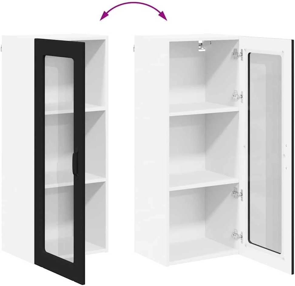 Sieninis stiklinis kabinetas LUCCA Juoda 40 x 31 x 100 cm