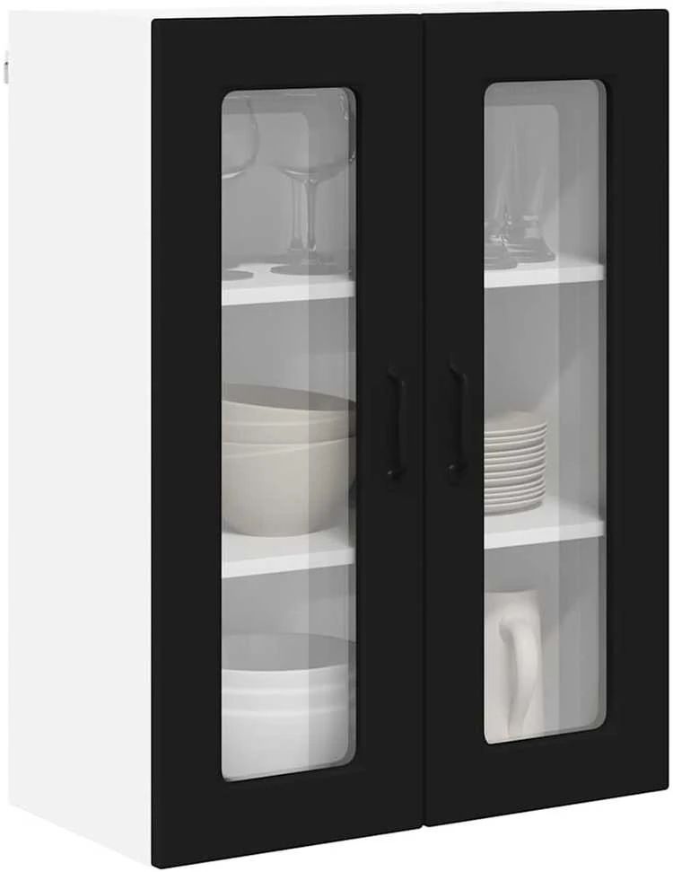 Sieninis stiklinis kabinetas PORTO Juoda 60 x 31 x 80 cm