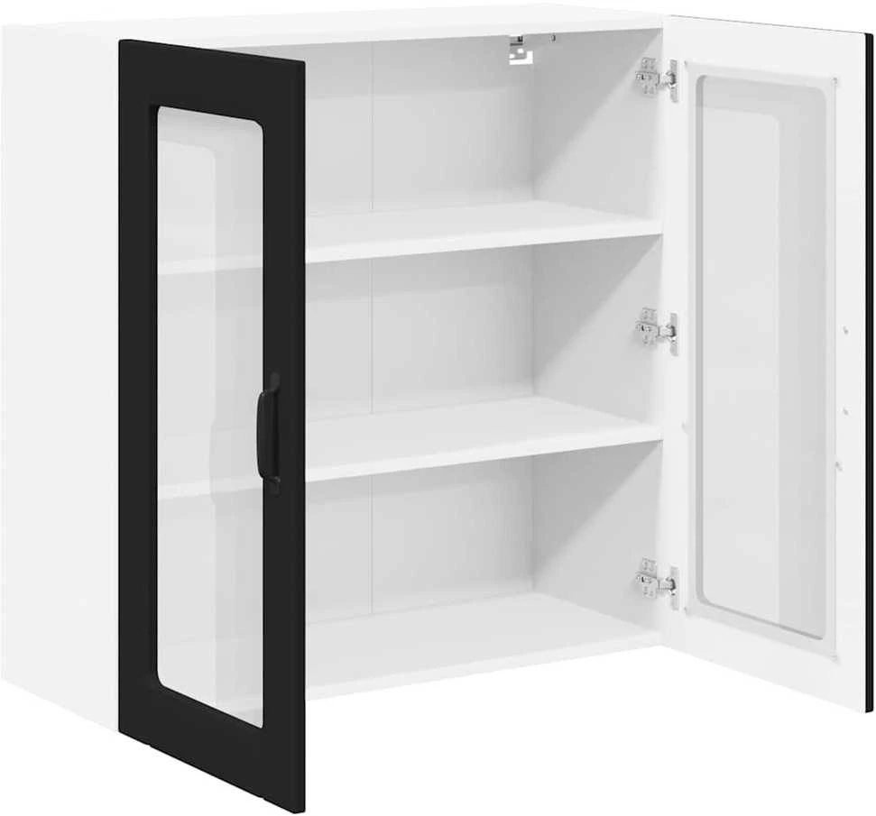 Sieninis stiklinis kabinetas LUCCA Juoda 80 x 31 x 80 cm