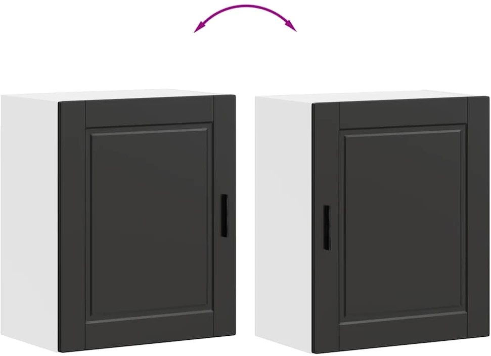 virtuvės sieninės spintelės 2 vnt "Porto" Juodas Engineered Wood