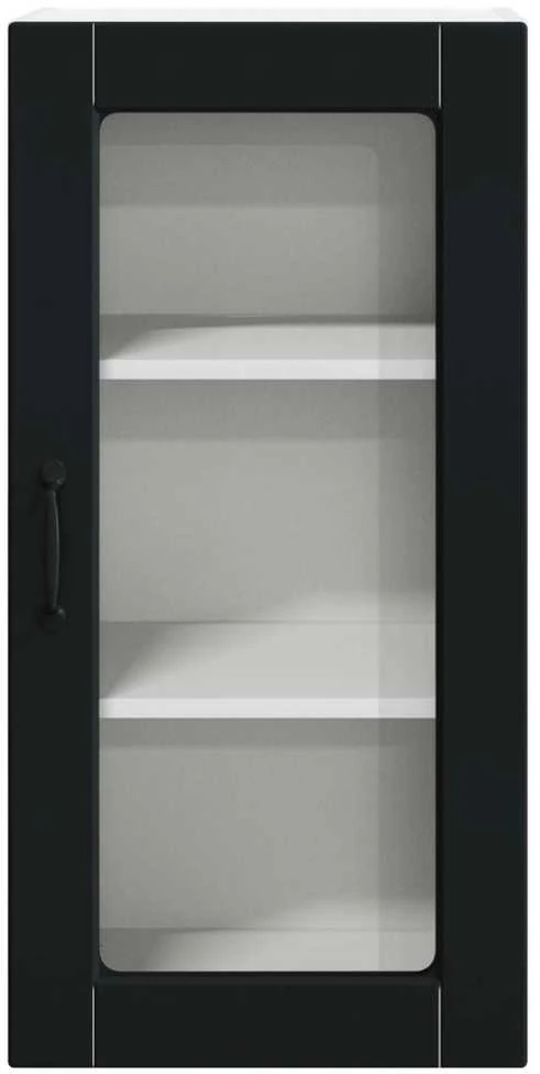 Sieninis stiklinis kabinetas LUCCA 2 vnt. Juoda