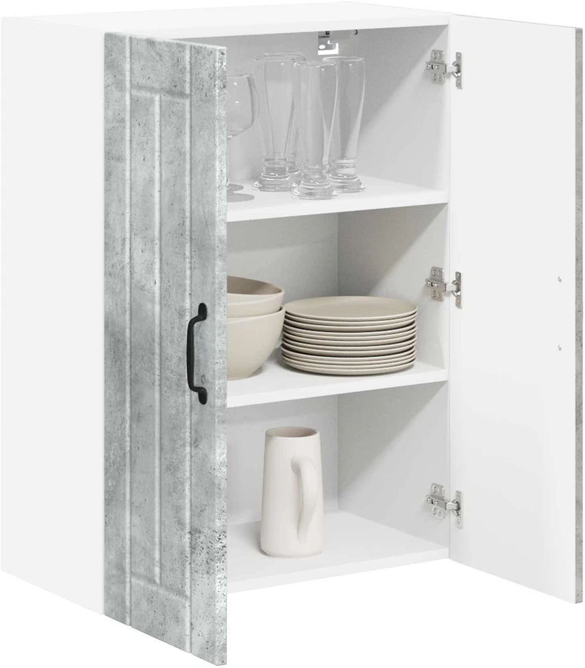 Sieninis stiklinis kabinetas LUCCA Betono pilka 60 x 31 x 80 cm