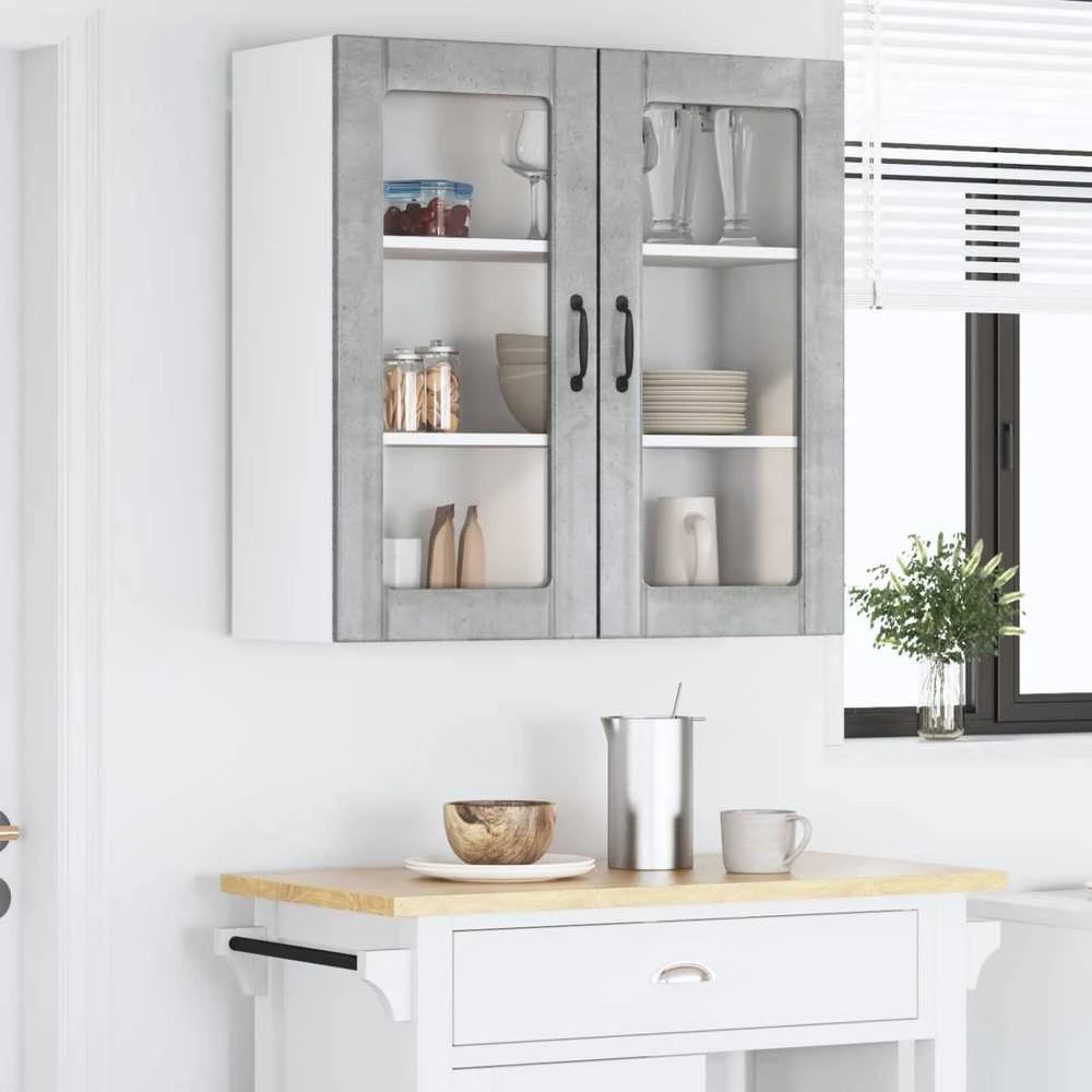 Sieninis stiklinis kabinetas LUCCA Betono pilka 80 x 31 x 80 cm