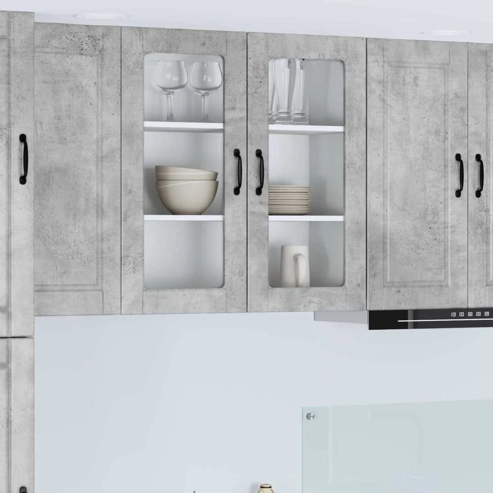 Sieninis stiklinis kabinetas PORTO Betono pilka 80 x 31 x 80 cm