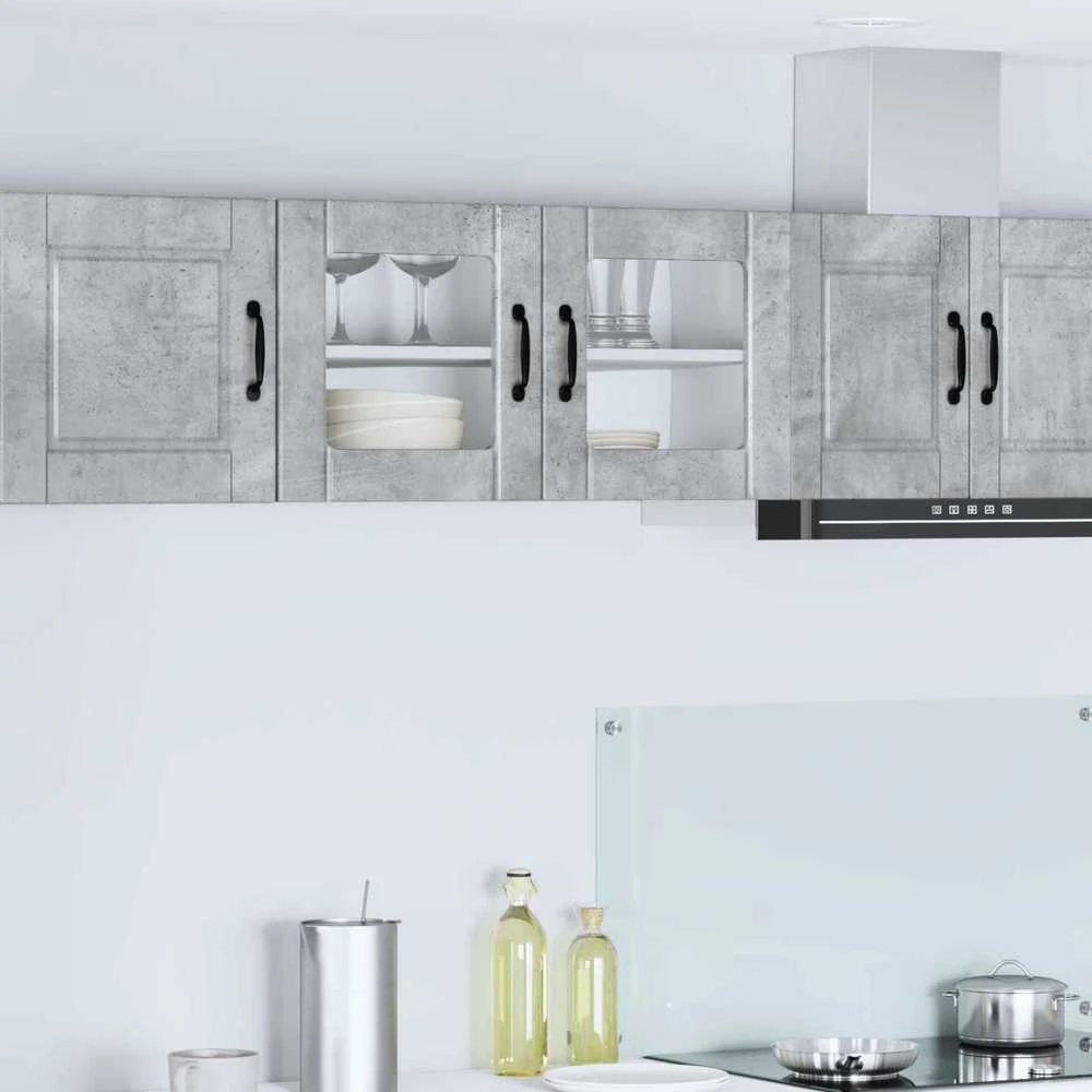 Sieninis stiklinis kabinetas PORTO Betono pilka 80 x 31 x 40 cm