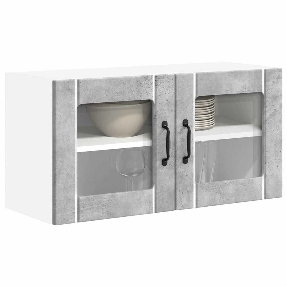 Sieninis stiklinis kabinetas LUCCA Betono pilka 80 x 31 x 40 cm