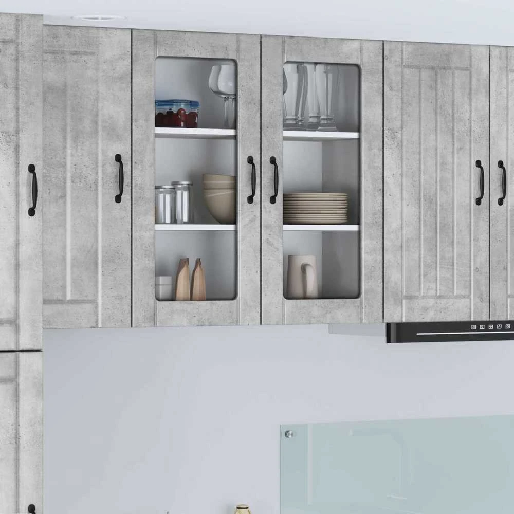 Sieninis stiklinis kabinetas LUCCA Betono pilka 80 x 31 x 80 cm
