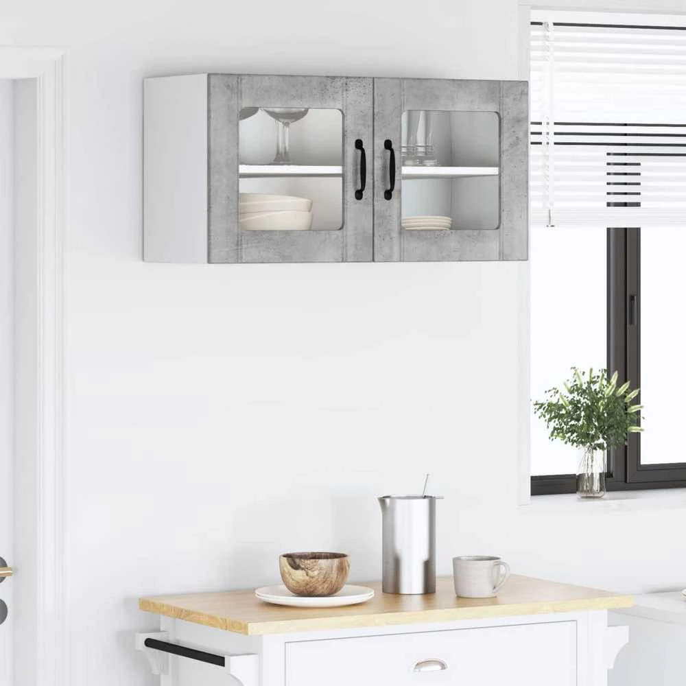 Sieninis stiklinis kabinetas PORTO Betono pilka 80 x 31 x 40 cm