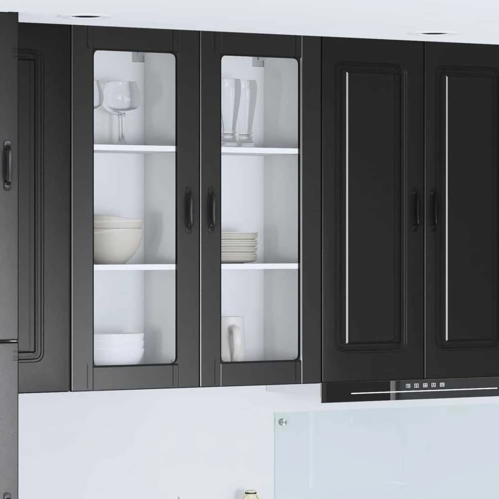 Sieninis stiklinis kabinetas PORTO Juoda 40 x 31 x 100 cm