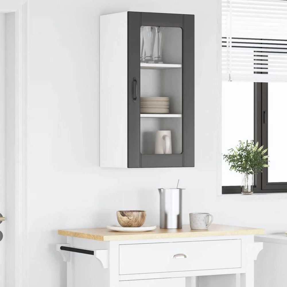 Sieninis stiklinis kabinetas PORTO Juoda 40 x 31 x 80 cm