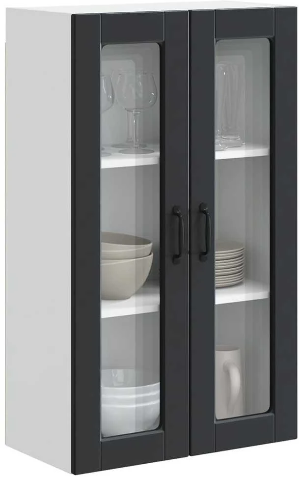 Sieninis stiklinis kabinetas PORTO Juoda 60 x 31 x 100 cm