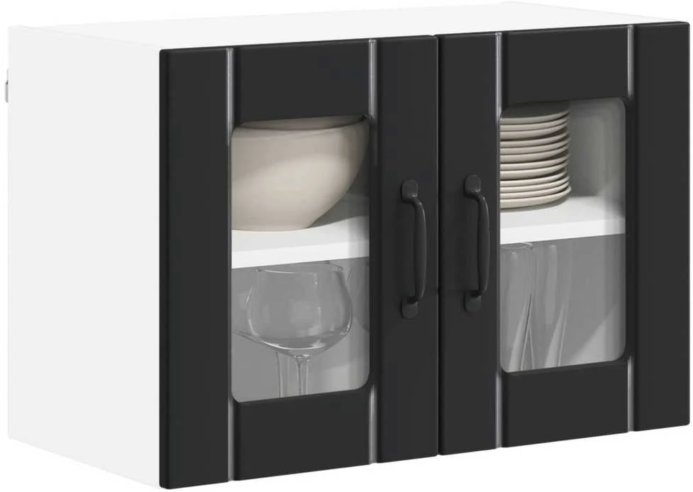 Sieninis stiklinis kabinetas LUCCA Juoda 60 x 31 x 40 cm