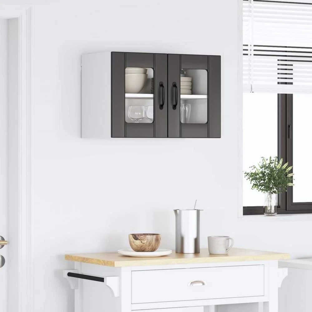 Sieninis stiklinis kabinetas LUCCA Juoda 60 x 31 x 40 cm