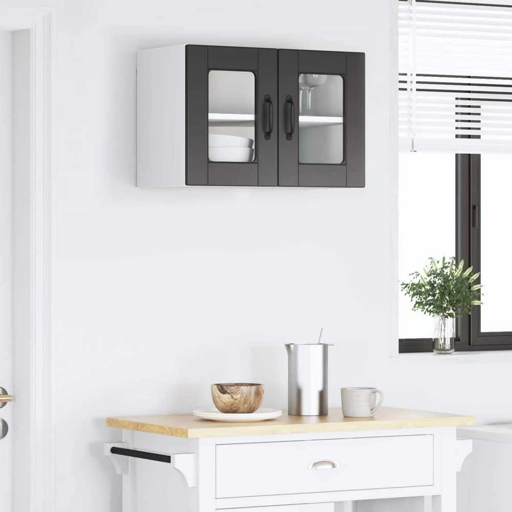 Sieninis stiklinis kabinetas PORTO Juoda 60 x 31 x 40 cm