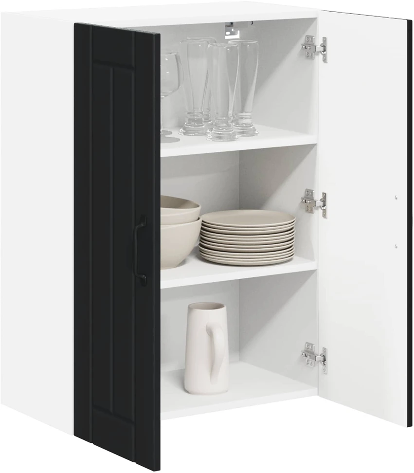 Sieninis stiklinis kabinetas LUCCA Juoda 60 x 31 x 80 cm