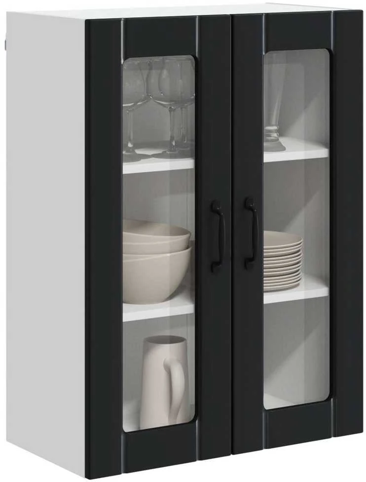 Sieninis stiklinis kabinetas LUCCA Juoda 60 x 31 x 80 cm