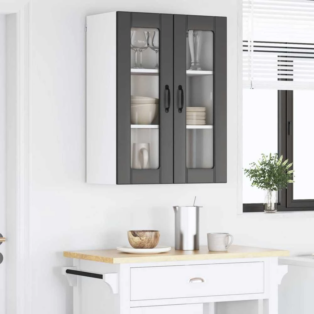 Sieninis stiklinis kabinetas LUCCA Juoda 60 x 31 x 80 cm