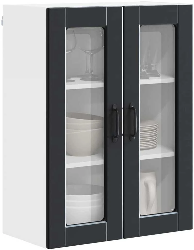 Sieninis stiklinis kabinetas PORTO Juoda 60 x 31 x 80 cm