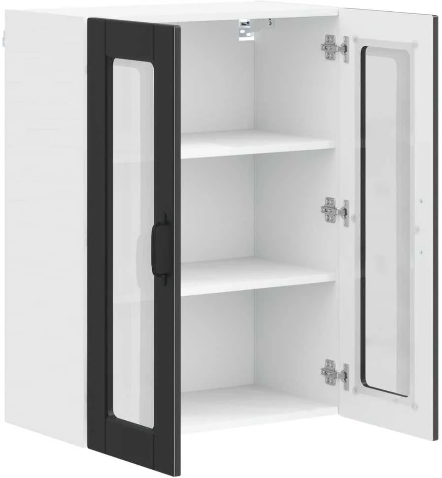 Sieninis stiklinis kabinetas PORTO Juoda 60 x 31 x 80 cm