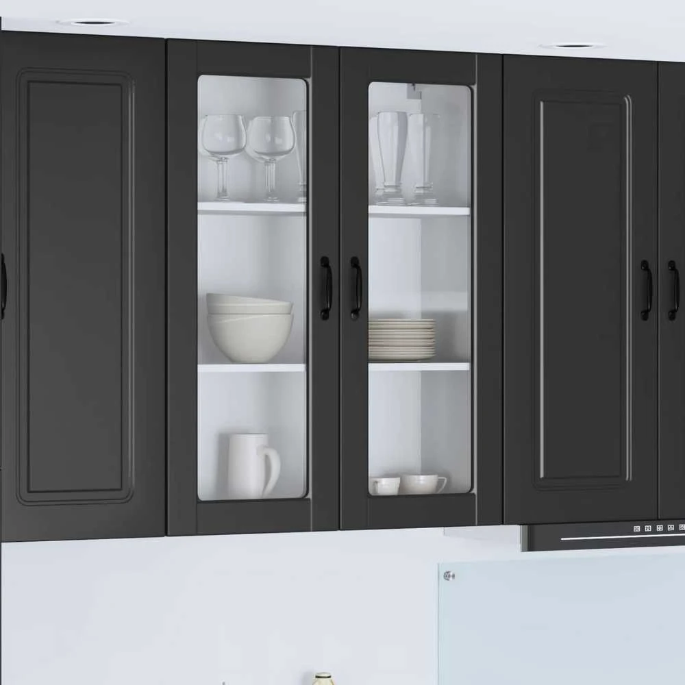 Sieninis stiklinis kabinetas PORTO Juoda 80 x 31 x 100 cm