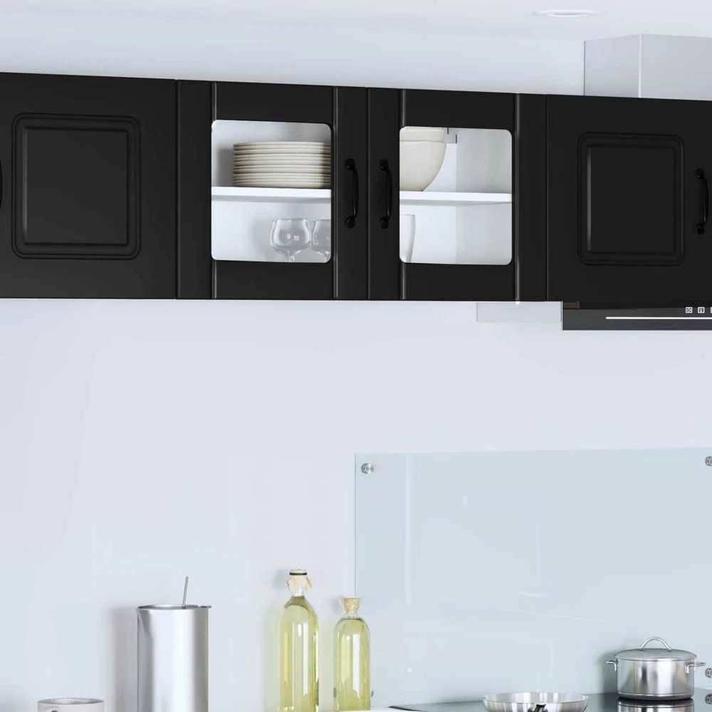 Sieninis stiklinis kabinetas LUCCA Juoda 80 x 31 x 40 cm