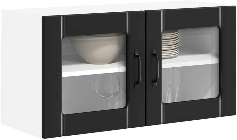 Sieninis stiklinis kabinetas LUCCA Juoda 80 x 31 x 40 cm