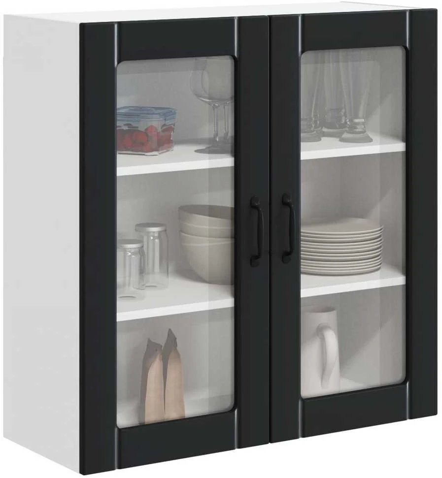 Sieninis stiklinis kabinetas LUCCA Juoda 80 x 31 x 80 cm
