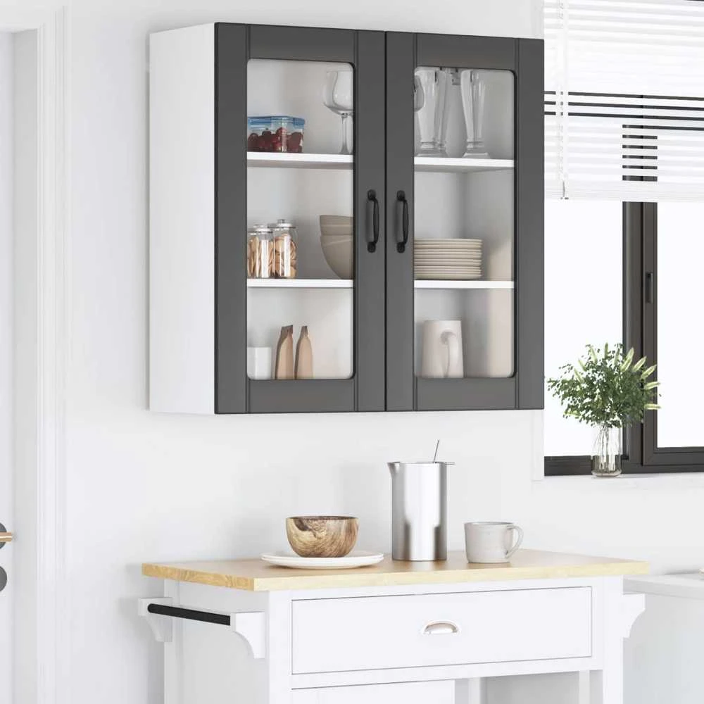 Sieninis stiklinis kabinetas LUCCA Juoda 80 x 31 x 80 cm
