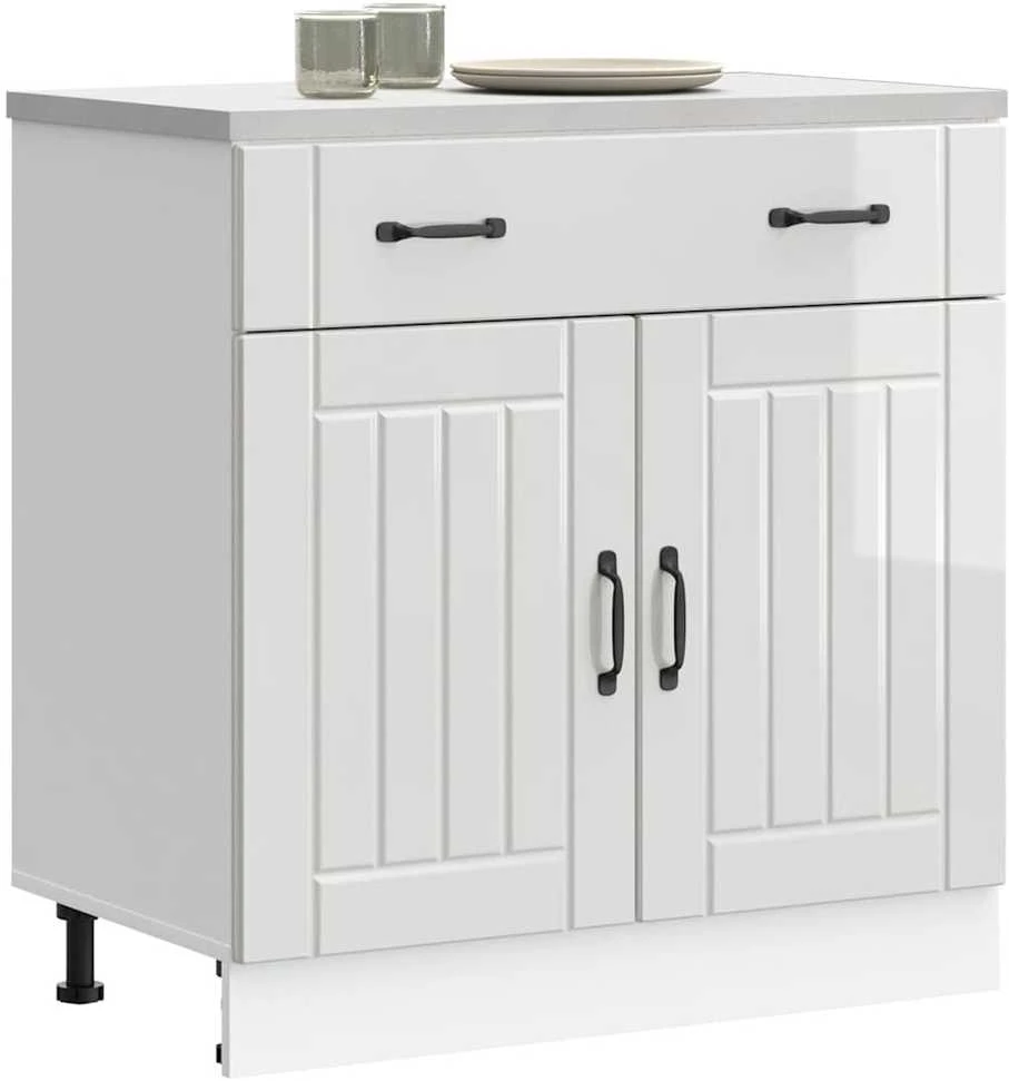 Virtuvės spintelė, Lucca, balta, apdirbta mediena