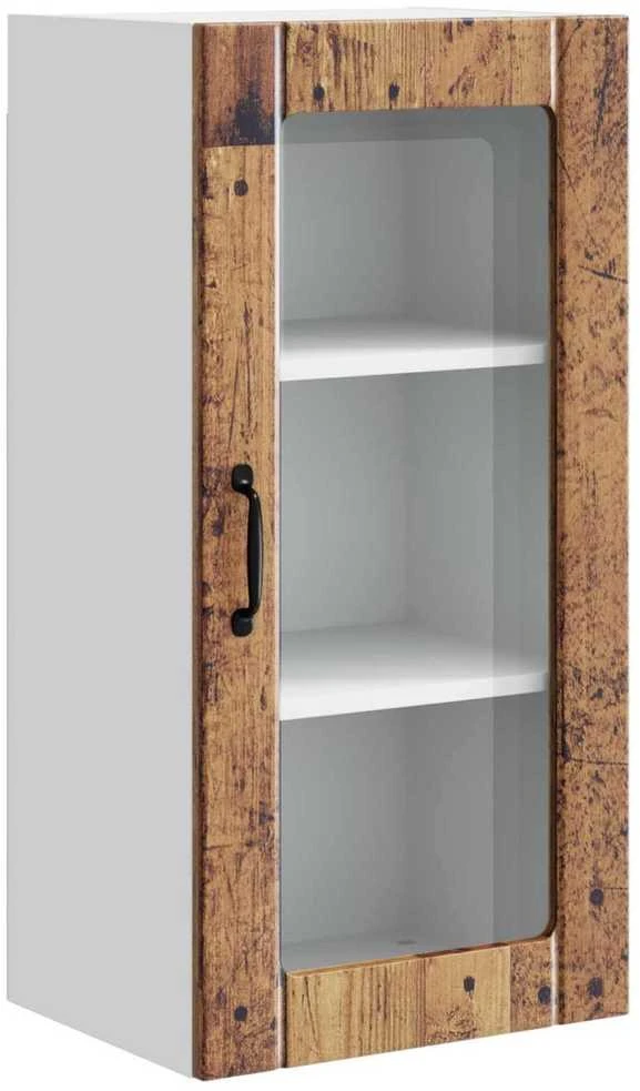 Sieninis stiklinis kabinetas PORTO Senas medis 40 x 31 x 80 cm