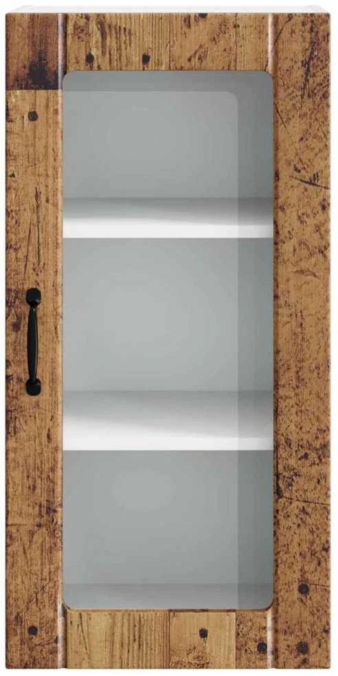 Sieninis stiklinis kabinetas PORTO Senas medis 40 x 31 x 80 cm