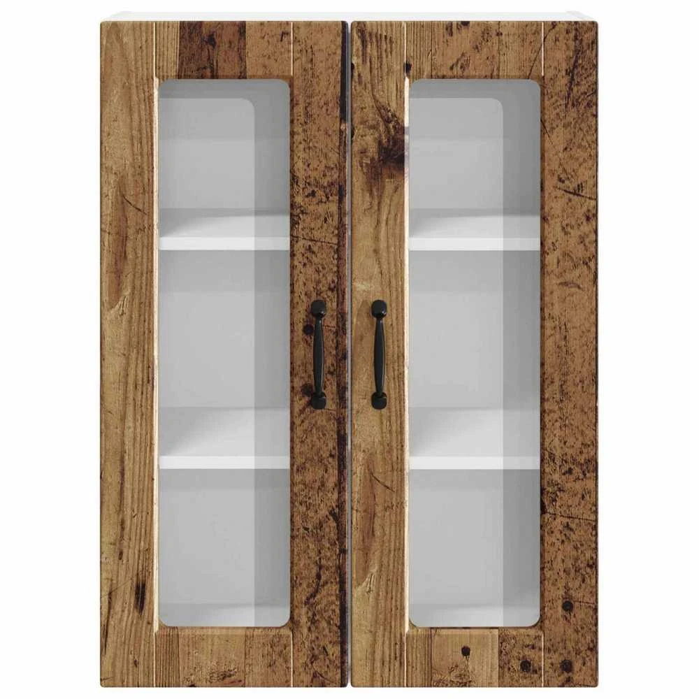 Sieninis stiklinis kabinetas PORTO Senas medis 60 x 31 x 80 cm