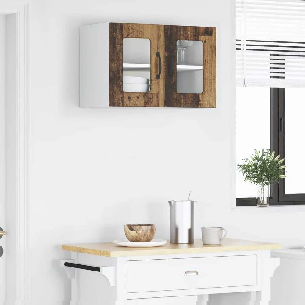 Sieninis stiklinis kabinetas PORTO Senas medis 60 x 31 x 40 cm