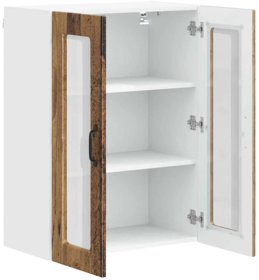 Sieninis stiklinis kabinetas PORTO Senas medis 60 x 31 x 80 cm