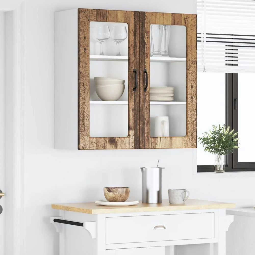 Sieninis stiklinis kabinetas PORTO Senas medis 80 x 31 x 80 cm