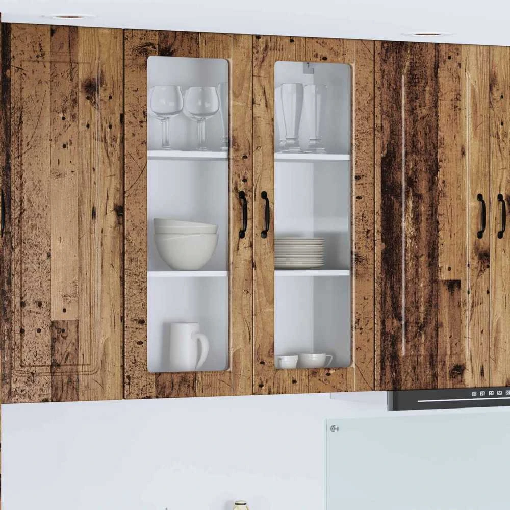 Sieninis stiklinis kabinetas PORTO Senas medis 80 x 31 x 100 cm
