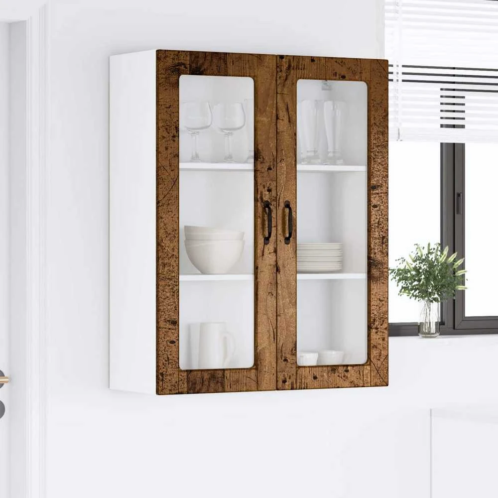 Sieninis stiklinis kabinetas PORTO Senas medis 80 x 31 x 100 cm
