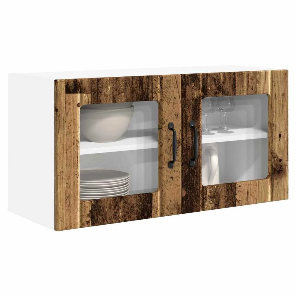 Sieninis stiklinis kabinetas PORTO Senas medis 80 x 31 x 40 cm