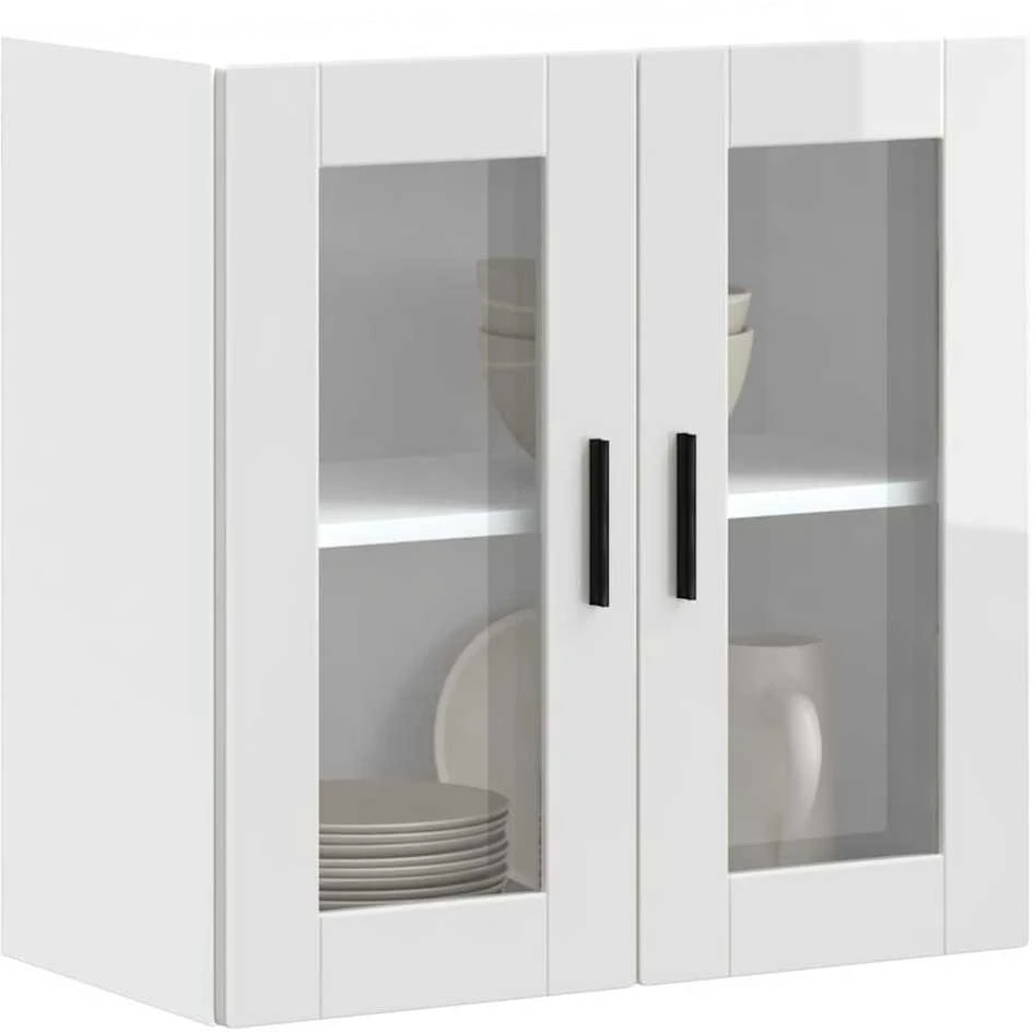 Virtuvės spintelė su stiklinėmis durimis, Porto, balta