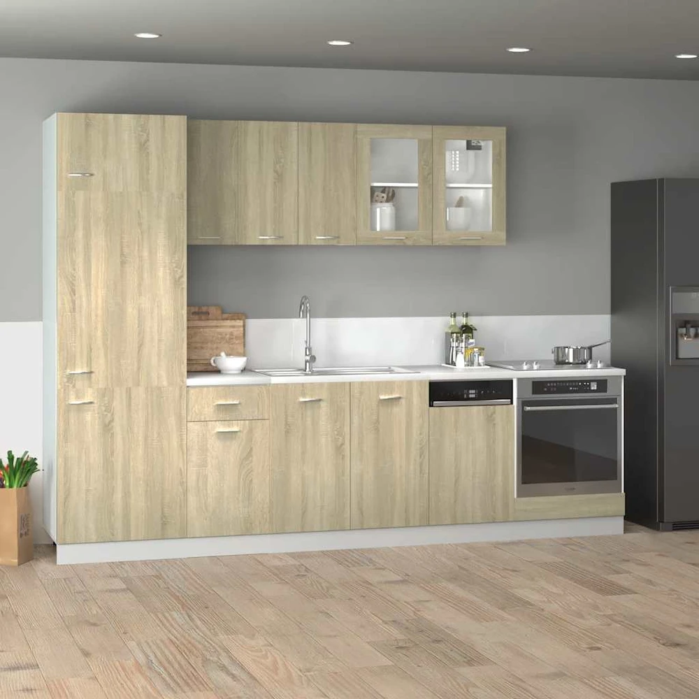 Virtuvės spintelių komplektas, 8 dalių, “Lyon", ąžuolo