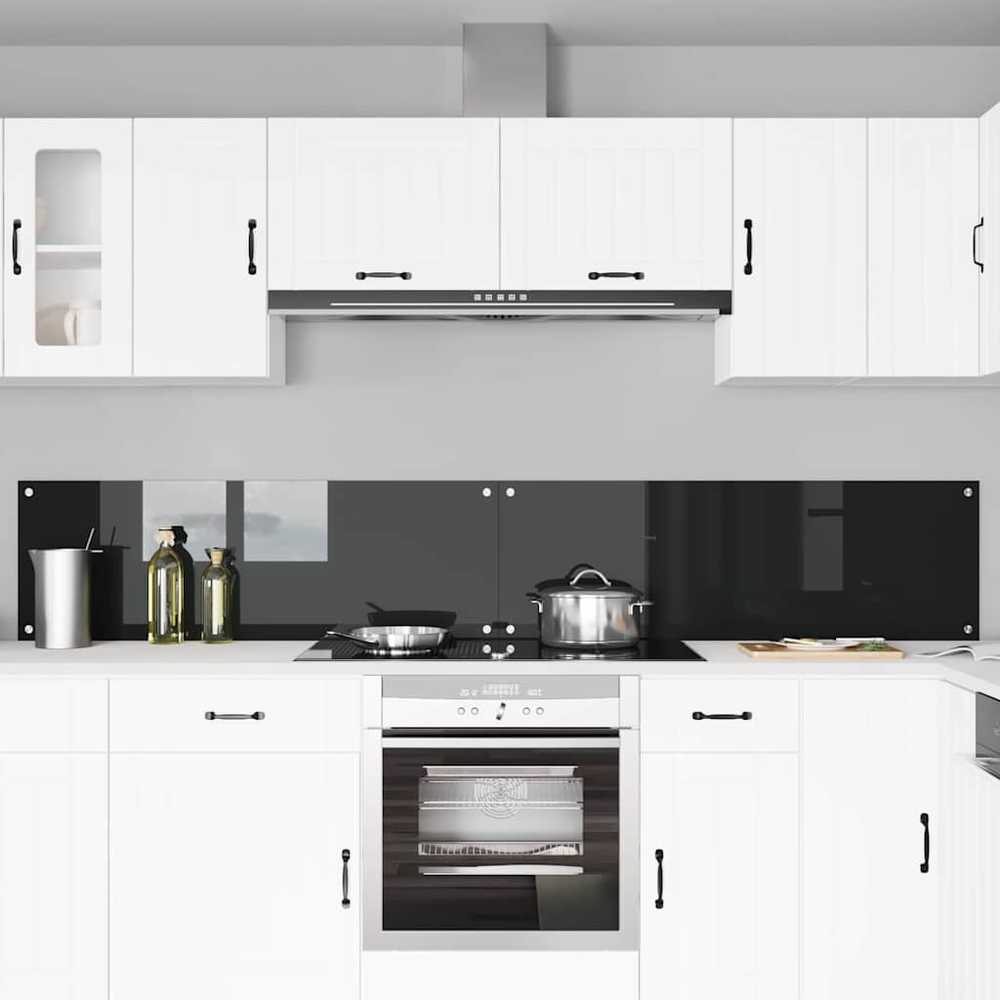 Virtuvės atbraila 2 vnt. Juoda 120 x 40 cm grūdintas stiklas