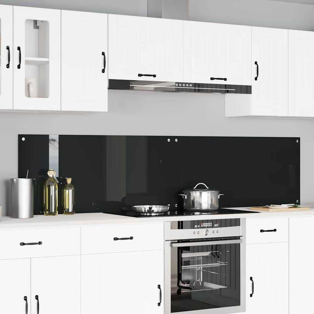 Virtuvės atbraila 2 vnt. Juoda 110 x 50 cm grūdintas stiklas