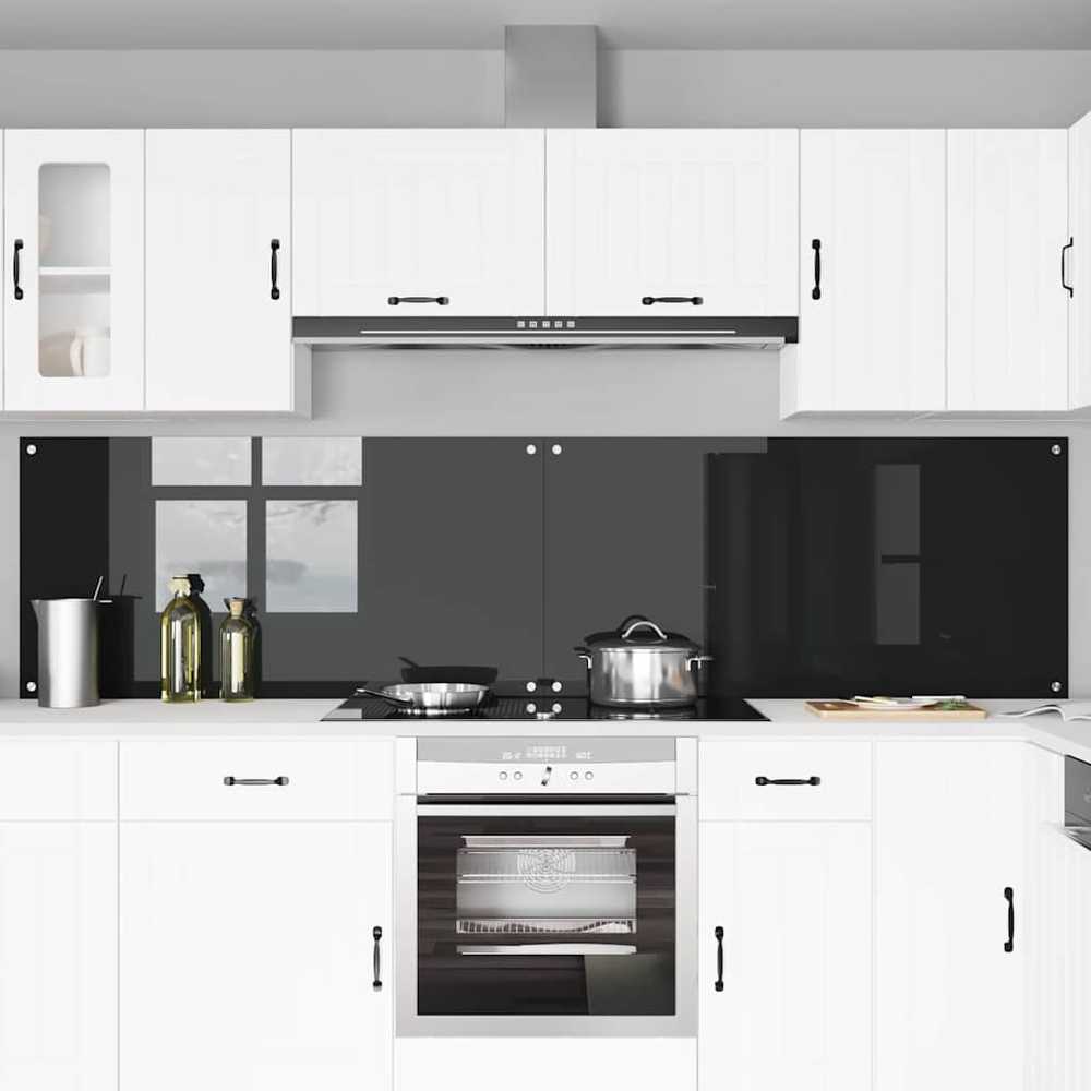 Virtuvės atbraila 2 vnt. Juoda 120 x 60 cm grūdintas stiklas