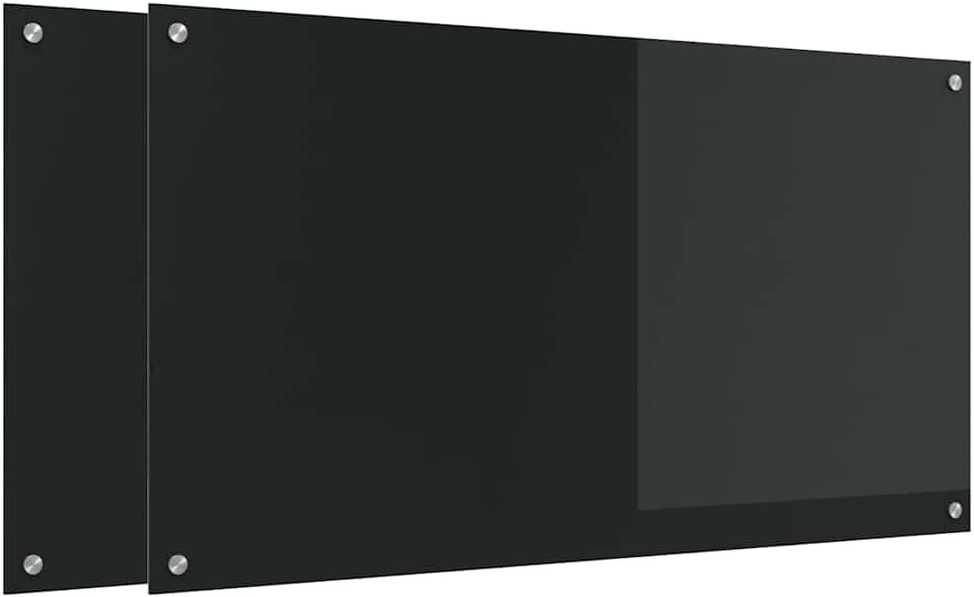 Virtuvės atbraila 2 vnt. Juoda 110 x 60 cm grūdintas stiklas