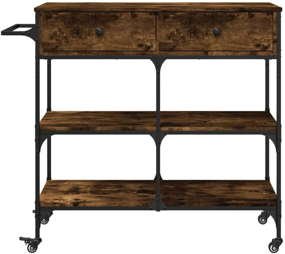 Virtuvės vežimėlis, dūminio ąžuolo, 105x42x95cm, mediena