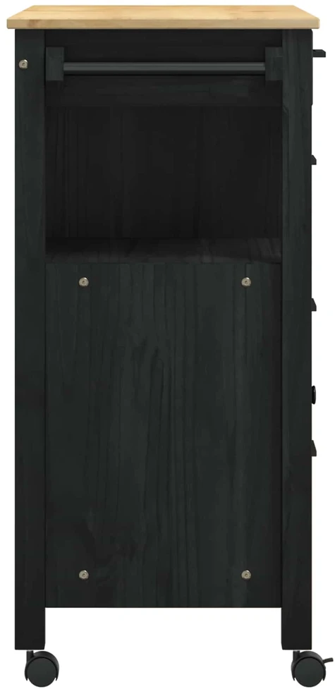 Virtuvės vežimėlis MONZA Juodas 84 x 40 x 88,5 cm
