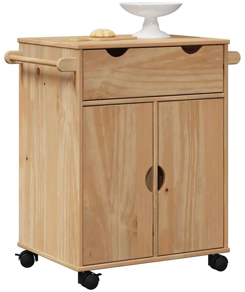 Virtuvės vežimėlis OTTA, 59x45x80cm, pušies medienos masyvas
