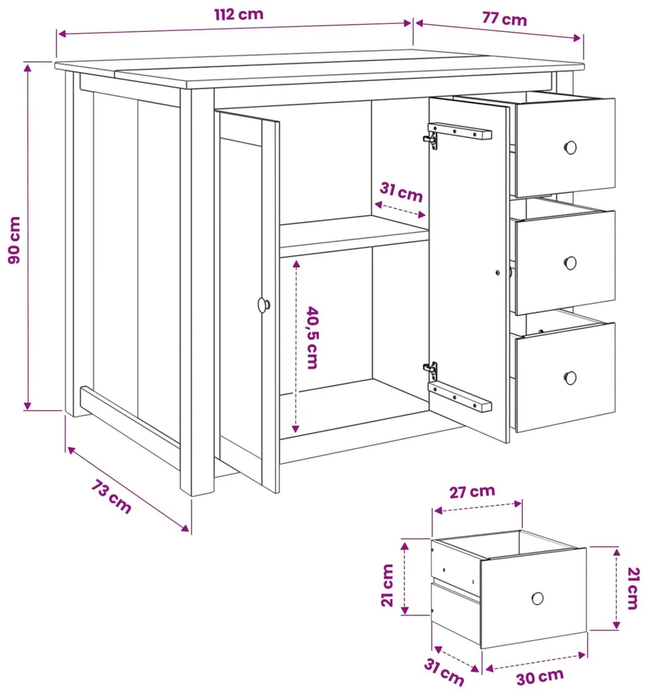 Virtuvės salos komplektas 2 vnt. PANAMA Medaus vaškas