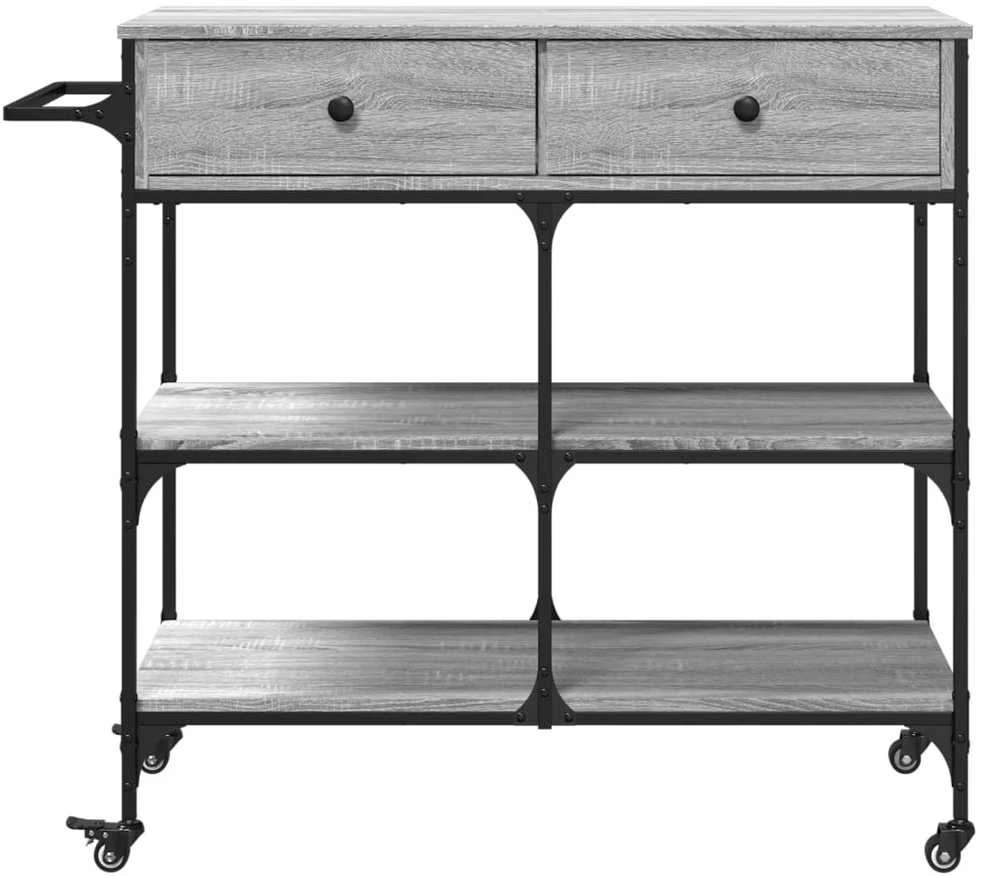 Virtuvės vežimėlis, pilkas ąžuolo, 105x42x95cm, mediena